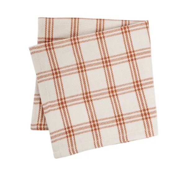 Set/4 Orange Plaid Napkins - Picture 2 of 3
